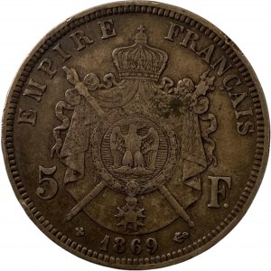 France 1869BB 5 Francs Sedan Satirical Countermark RARE
