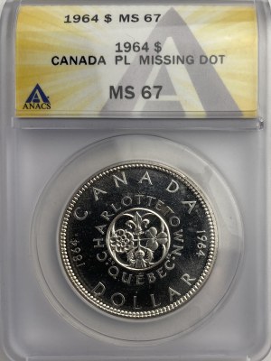 Canada 1964 Silver Dollar Missing Dot