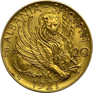 Albania 1927-V 20 Franga Ari Zog I Gold Prince Skanderbeg