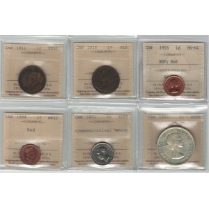 Canada Penny to Dollar ICCS Certified Lot (6 Pieces)