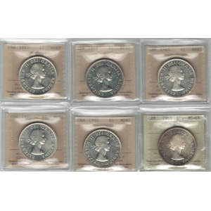 Canada Silver Dollar ICCS Certified Lot (6 Pieces)