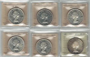 Canada Silver Dollar ICCS Certified Lot (6 Pieces)
