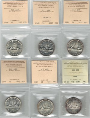 Canada Silver Dollar ICCS Certified Lot (6 Pieces)