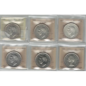Canada Silver Dollar ICCS Certified Lot (6 Pieces)