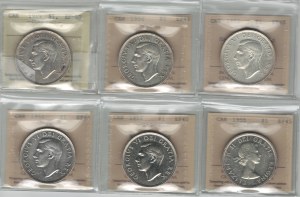 Canada Silver Dollar ICCS Certified Lot (6 Pieces)