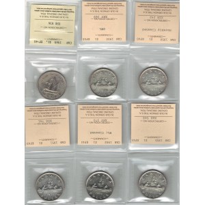 Canada Silver Dollar ICCS Certified Lot (6 Pieces)