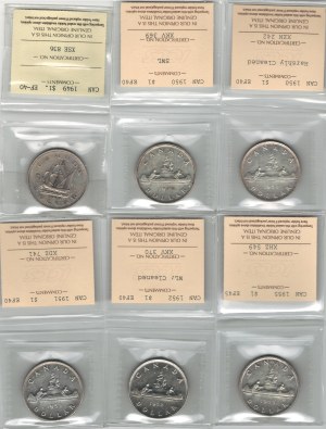 Canada Silver Dollar ICCS Certified Lot (6 Pieces)