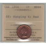 Canada 1954 1 Cent SF Hanging 4