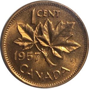 Canada 1957 1 Cent Hanging 7