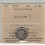 Canada 1891 5 Cent Obverse 2