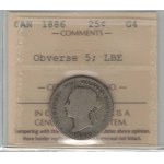 Kanada 1886 25 Cent Vorderseite 5 LBE