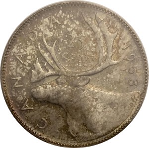 Canada 1953 25 Cent Large Date