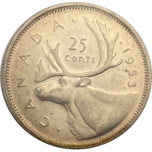 Canada 1953 25 Cent Small Date
