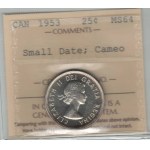 Canada 1953 25 Cent Small Date