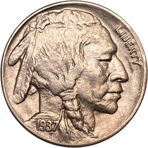 United States 1937 Buffalo Nickel Double Date