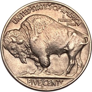 United States 1937 Buffalo Nickel Double Date