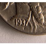 United States 1937 Buffalo Nickel Double Date