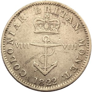 British West Indies 1822 1/8 Dollar Wide 8