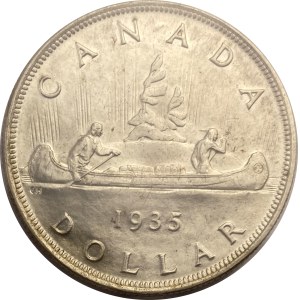 Canada 1935 Silver Dollar Double XXV Double Voyageur