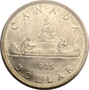 Canada 1935 Silver Dollar Double XXV Double Voyageur