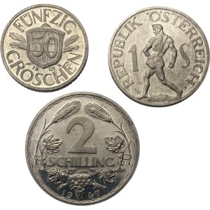 Austria 1947 50 Groschen, 1 & 2 Schilling