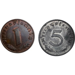 German Third Reich 1939-B Pfennig & 1941-A 5 Pfennig