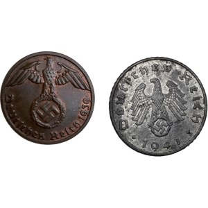 German Third Reich 1939-B Pfennig & 1941-A 5 Pfennig