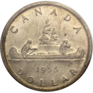Canada 1955 Silver Dollar Arnprior with Die Break