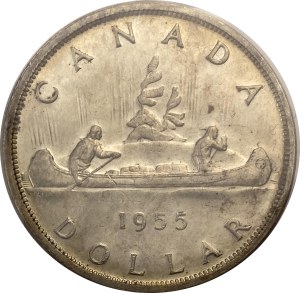 Canada 1955 Silver Dollar Arnprior with Die Break