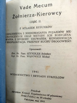 Veröffentlichung der 1. Schützenbrigade - Vade Mecum Soldier-Drivers, Palästina 1943