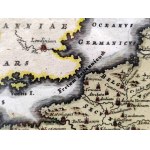 Mapa Galii pod rządami Rzymu - miedzioryt ręcznie kolorowany, J.G. Beck 1773 rok [ Francja, Włochy, Niemcy, Cesarstwo Rzymskie]