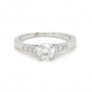 RING IN WHITE GOLD 2.15 GR WITH CENTRAL DIAMOND + SIDE DIAMONDS - RNG40401