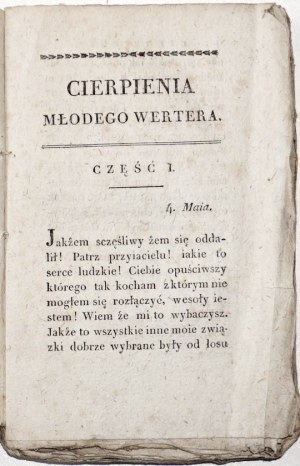 Goethe J., CIERPIENIA MŁODEGO WERTERA, 1822