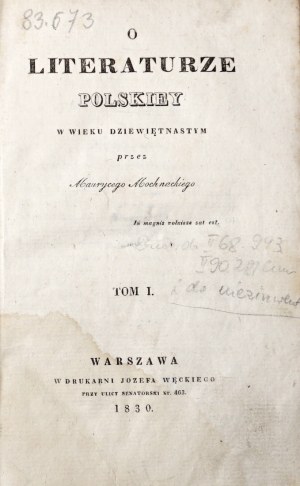 Mochnacki M., O LITERATURZE POLSKIEY WIEKU DZIĘTNASTYM, 1830