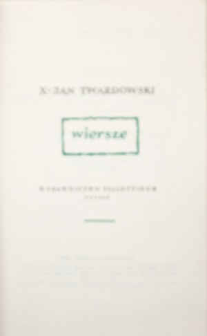 Twardowski J., VERSES [1st edition].