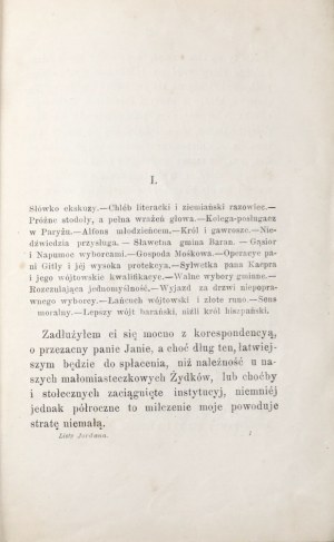 Wieniawski J., GAWĘDY W LISTACH JORDANA DO PANA JANA, 1886