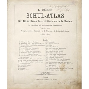 Debes E., SCHUL-ATLAS FÜR DIE OBERKLASSEN HÖHERER LEHRANSTALTEN, 1888 [71 feuilles de cartes en couleurs].