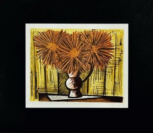 Bernard Buffet (1928-1999), Les dahlias sur fond janue ( Dalie na żółtym tle)