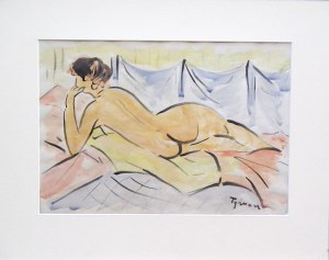 Tymon Niesiołowski(1882 Lwów-1965 Toruń),Akt leżący tyłem
