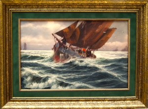 Antoni Kierpal(1898 Lodz-1960 Lodz),Fishing boat D2 at sea in a storm,1946