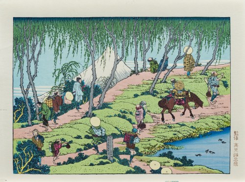 Katsushika Hokusai (1760-1849), Góra Fuji widziana z wierzbowego gaju, z serii Sto widoków Góry Fuji, wyd. Takamizawa, Tokio/Japonia, okres Showa, ok. 1960 r.