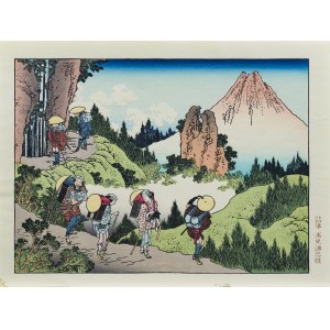 Katsushika Hokusai (1760-1849), Góra Fuji w pobliżu świątyni Taisekiji, z serii: Sto widoków Góry Fuji, wyd. Takamizawa, Tokio/Japonia, okres Showa, ok. 1960 r.