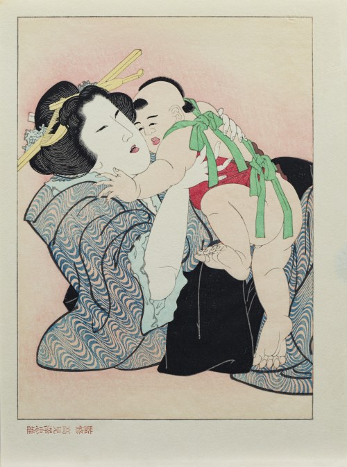 Katsushika Hokusai (1760-1849), Matka i dziecko, wyd. Takamizawa, Tokio/Japonia, okres Showa, ok. 1960 r.