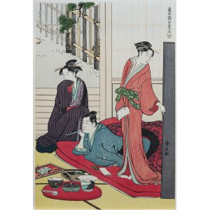 Kiyonaga Torii (1752-1815), Nowoczesne piękności - bankiet, wyd. Adachi, Japonia, okres Showa, ok. 1970 r.