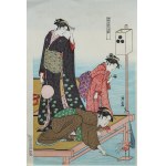 Kiyonaga Torii (1752-1815), Letni wieczór przy moście Shijo, cz.1, wyd. Kyoeido, Kioto/Japonia, okres Showa, ok. 1970 r.