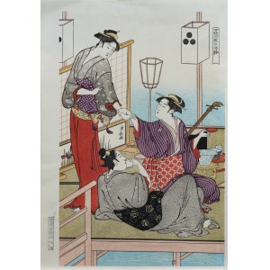 Kiyonaga Torii (1752-1815), Summer Evening at Shijo Bridge, part 2, Kyoeido Publishing House, Kyoto/Japan, Showa period, ca. 1970.