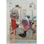 Kiyonaga Torii (1752-1815), Letni wieczór przy moście Shijo, cz.2, wyd. Kyoeido, Kioto/Japonia, okres Showa, ok. 1970 r.