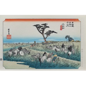 Utagawa Hiroshige (1797 - 1858), Chiryu, dalla serie: Cinquantatré stazioni sulla strada Tōkaidō, Giappone, periodo Showa, dopo il 1960.