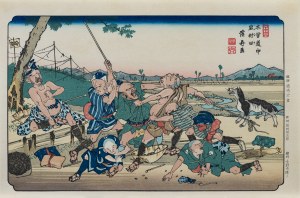 Keisai Eisen (1790 - 1848), Iwamurata, z serii: Sześćdziesiąt dziewięć stacji Kiso Kaido, wyd. Nihon Hanga Kenkyujo, Japonia, okres Showa, lata 1960 -1970