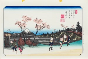 Keisai Eisen (1790 - 1848), Stacja pocztowa Omiya z serii: Sześćdziesiąt dziewięć stacji Kiso Kaido, wyd. Nihon Hanga Kenkyujo, Japonia, okres Showa, lata 1960 -1970